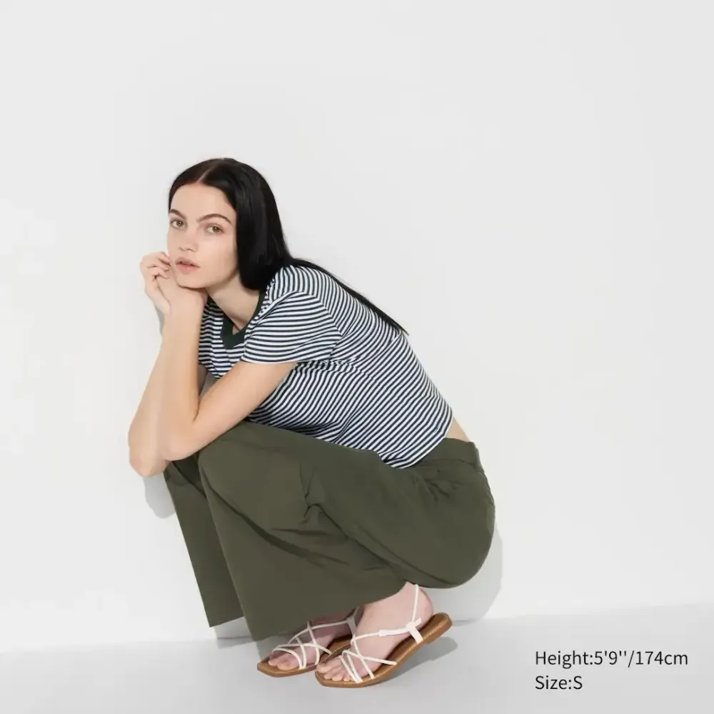 UNIQLO ФУТБОЛКА ОВЕРСАЙЗ, ТЕМНО-ЗЕЛЕНЫЙ