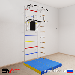 Шведская стенка Sv Sport усиленная 6724 (Турник стандарт/Брусья/Лестница/Мат 1м)