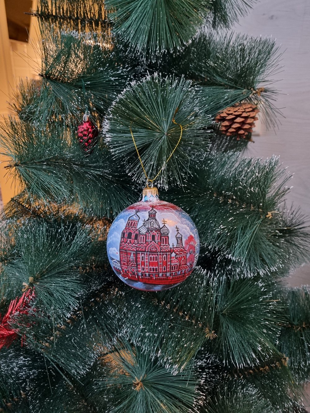 Шар стеклянный "Спас на крови",  ручная роспись