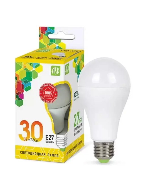 Лампа светодиодная LED-A70-std 30Вт 230В Е27 3000К 2700Лм ASD РАСПРОДАЖА