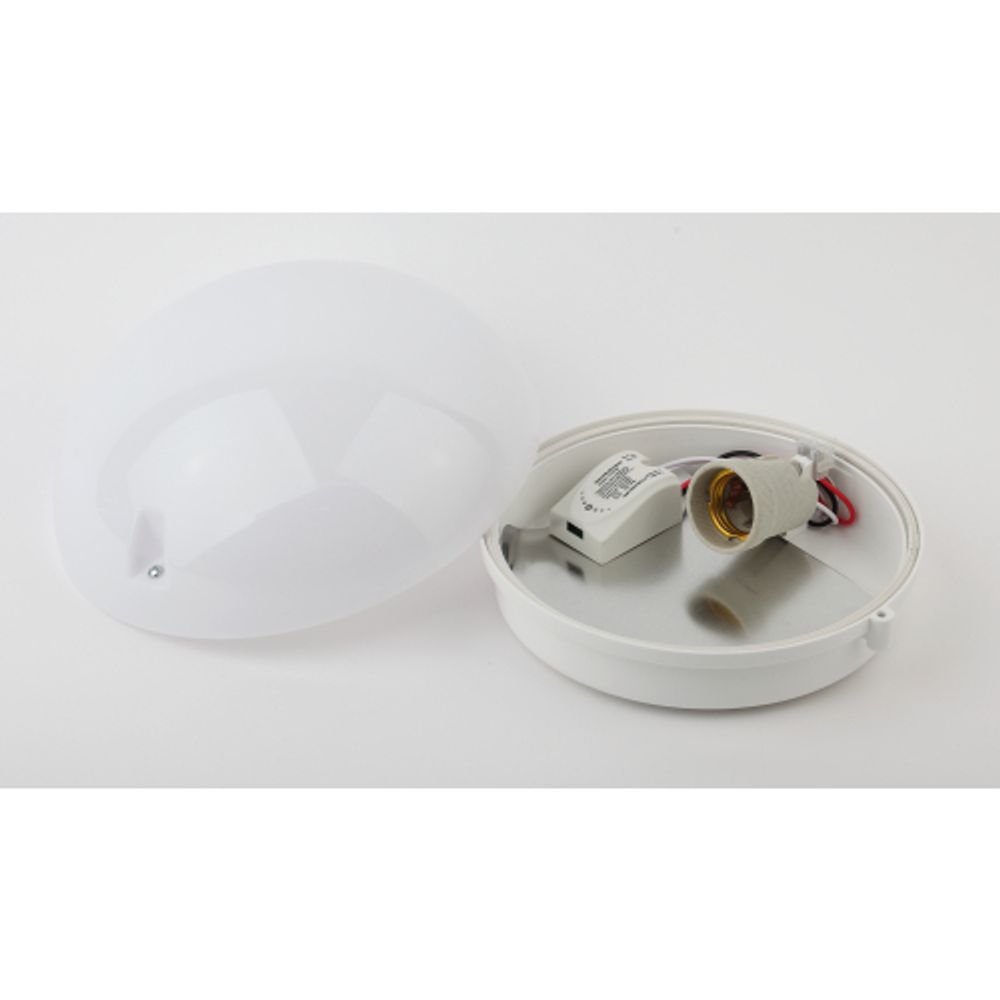 Светильник ЭРА НБП 06-60-102 с фото-шумовым датчиком Сириус IP54 E27 max 60Вт D220 круглый белый акустический