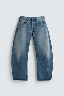 ZARA ДЖИНСЫ BARREL FIT, ГОЛУБОЙ