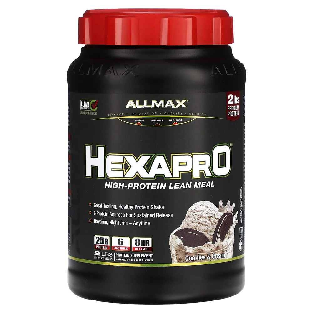 ALLMAX, Hexapro™, высокопротеиновая нежирная мука, печенье и сливки, 907 г (2 фунта)