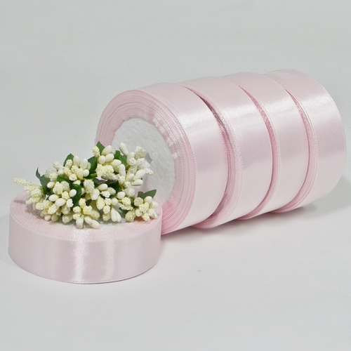 Лента атласная 2,5см х 22м "бледный розовый"(090-2) 1 шт