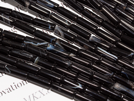 Нить бусин из агата, трубочки 4х13мм