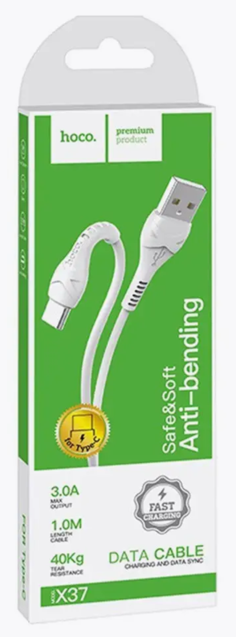 Шнур USB - Type-C  3,0Ам/1,0м белый HOCO X37 (48547)