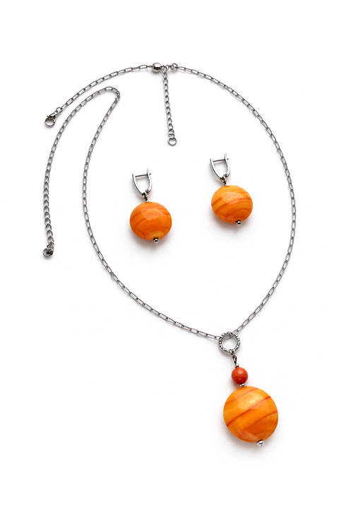 Комплект украшений из муранского стекла: колье, серьги