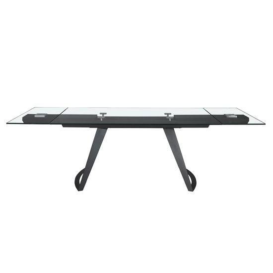 Прямоугольный раздвижной обеденный стол 1150 из стекла и черной стали Испания