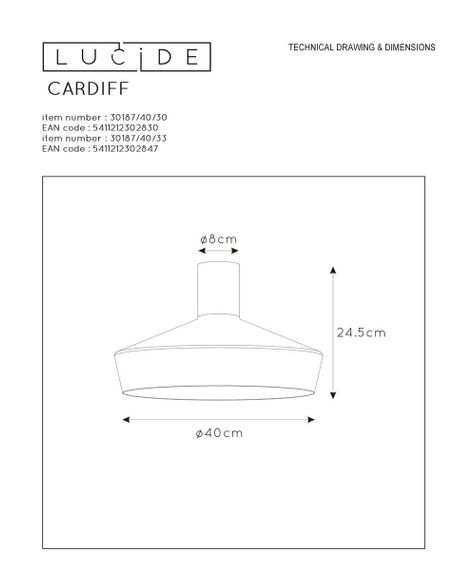Потолочный светильник Lucide Cardiff 30187/40/30