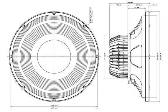 EighteenSound 15NLW9300/8 неодимовый динамик, диаметр 15 дюймов, 800Вт