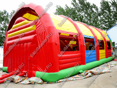 Надувной батут "Страна Сафария" с крышей и высокими горками 13*7*6 м