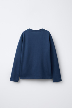 ZARA ФУТБОЛКА В УНИВЕРСИТЕТСКОМ СТИЛЕ С ПРИНТОМ, СИНИЙ