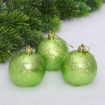Новогодние шары 7см (набор 3шт) «Мягкий блеск», салатовый