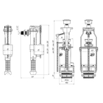 Арматура к смыв. бачку Кноп. АНИпласт хром  бок/подв. WC8010C АНИ пласт