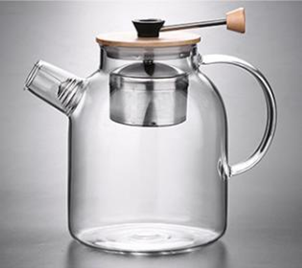 288012 Чайник "Деревянная крышка" с ситом, 1600мл, стекло/бамбук/металл