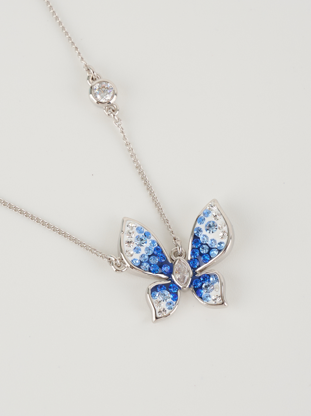 Колье Голубая бабочка с кристаллами Swarovski