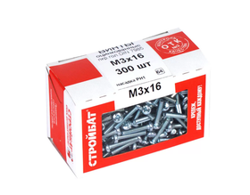 Винт Стройбат полукруглый, DIN 7985, М3x16, белый, цинк, 25 шт.