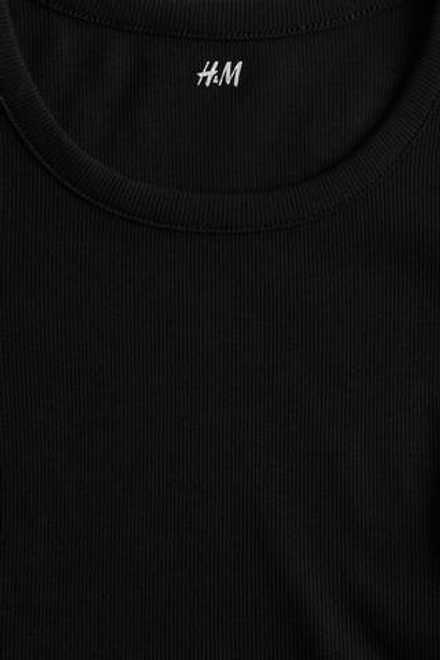 H&M Платье из хлопка в рубчик, черный