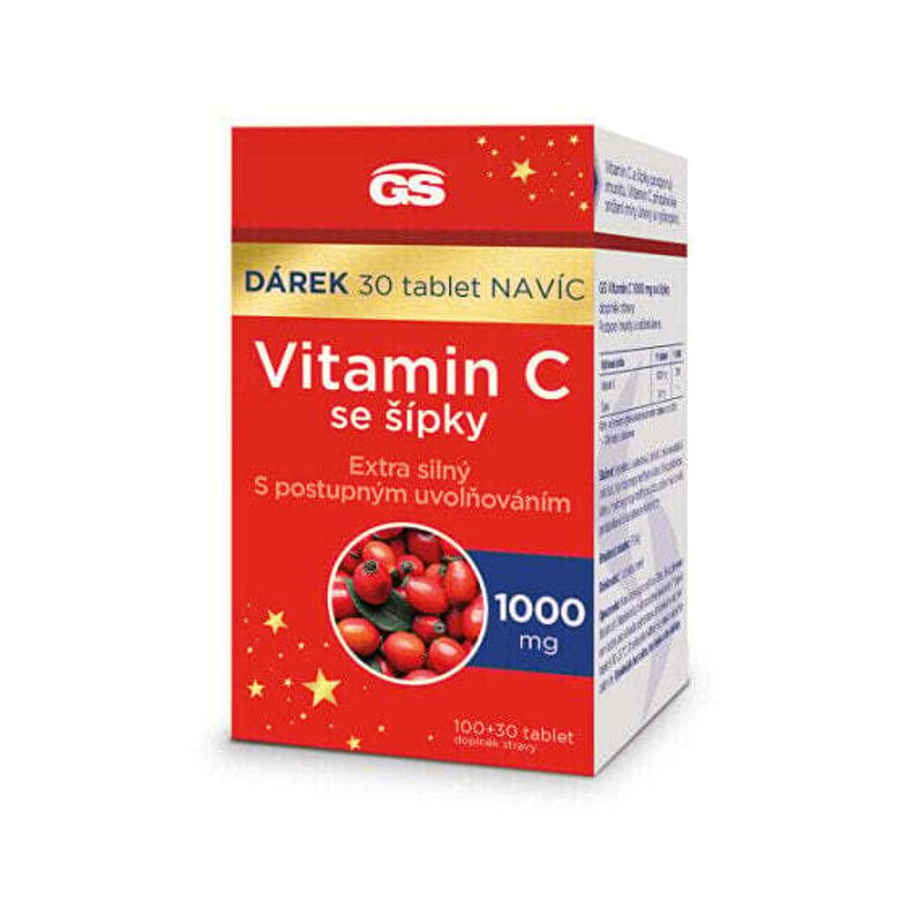 БАДы для укрепления иммунитета GS Vitamin C 1000 mg with rose hips 100 + 30 tbl.