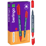 Маркер перманентный BERLINGO "Multiline PE55" двухсторонний, 0,5-1 мм, красный