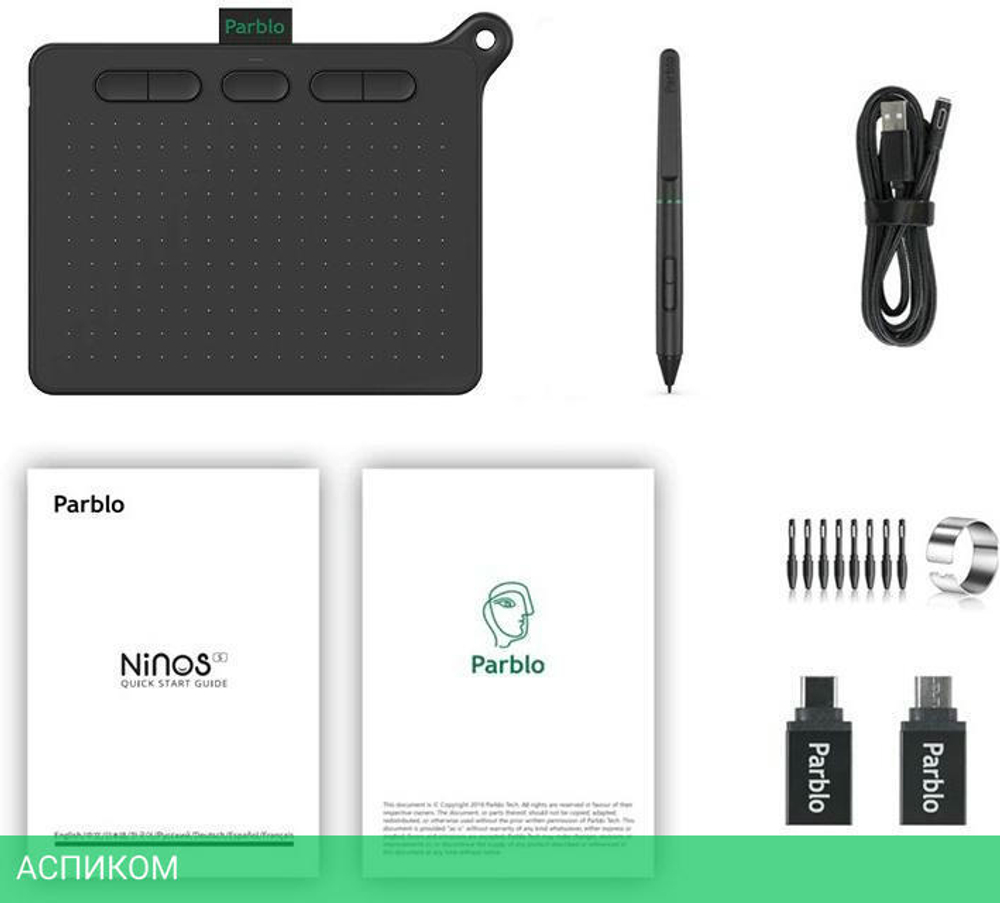 Графический планшет Parblo Ninos S Black