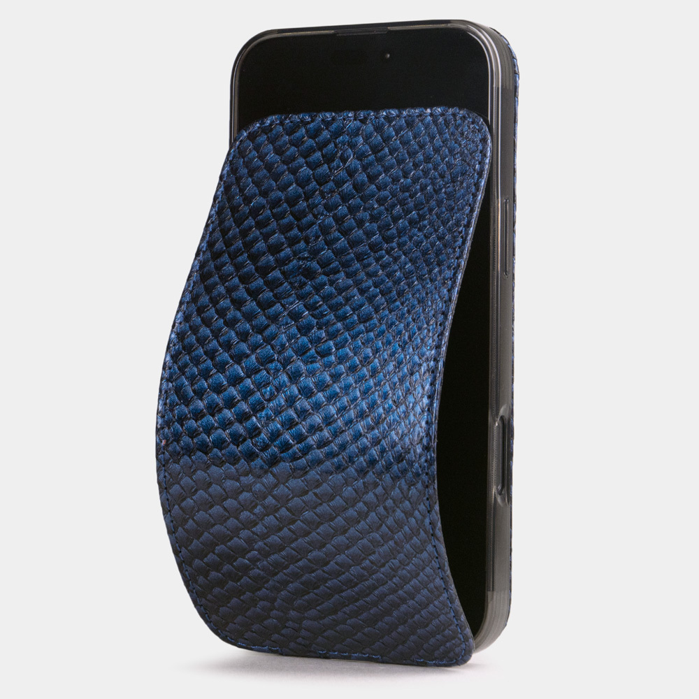 Чехол для iPhone 16 Pro Max из кожи лосося, синий градиент