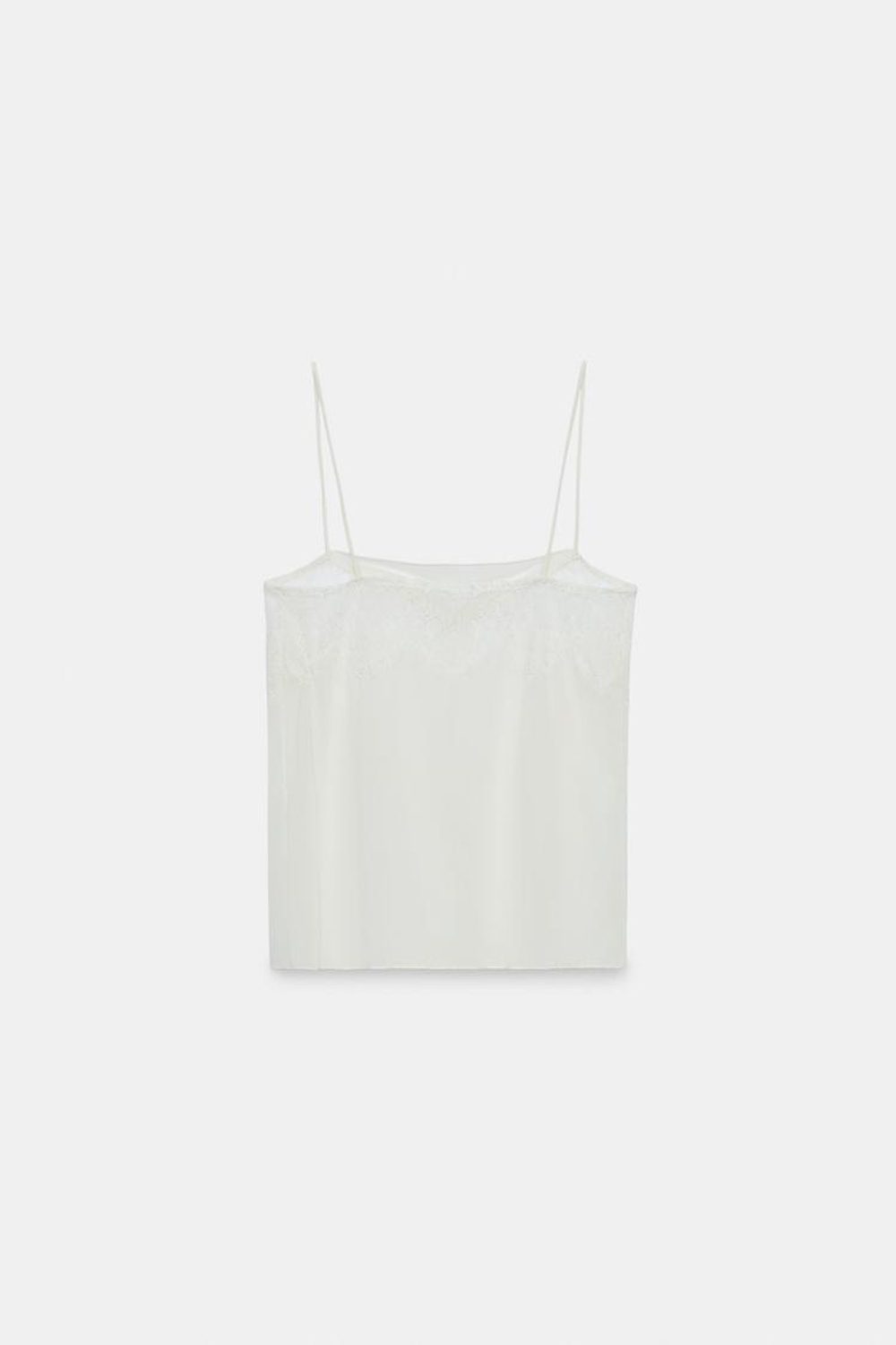 ZARA КРУЖЕВНОЙ ТОП, ЖЕЛТОВАТО-БЕЛЫЙ