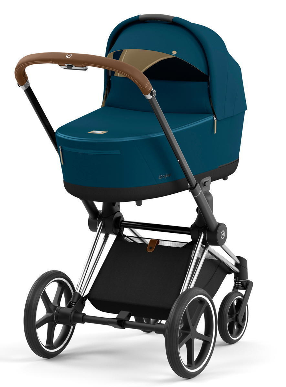 Коляска для новорожденных Cybex Priam IV Chrome Brown Mountain Blue