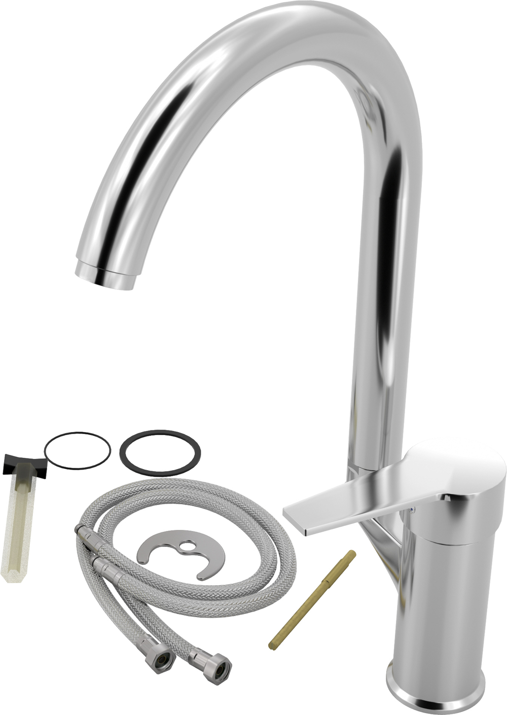 Комплект Мойка Domaci Равенна Ssik DCL 480*480 (6) TG + Смеситель MEGA Snow MG-SH03, хром