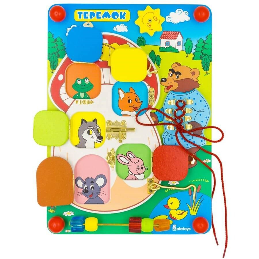 Бизиборд "Теремок", развивающая игрушка для детей, обучающая игра из дерева