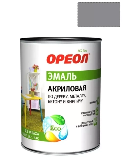 Эмаль универсальная акриловая Ореол глянцевая серая 0,9 кг