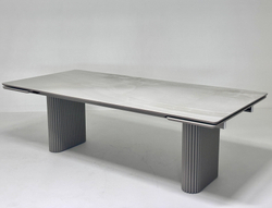Стол АДАЖИО 240 (320) см ЭЛЛИПС VARESE ONICE, керамика / Латте каркас М-City