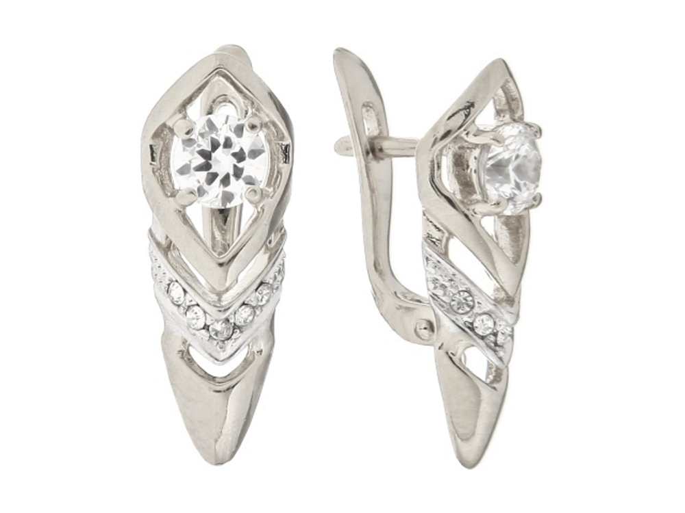 "Лила" серьги в серебряном покрытии из коллекции "Санскрит" от Jenavi  с английским замком