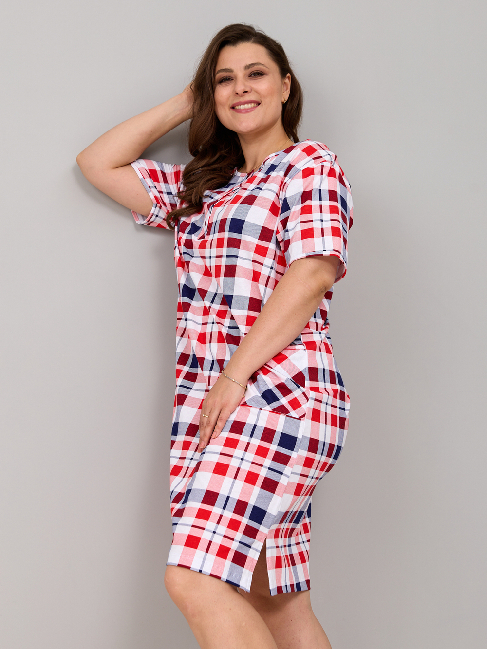 Туника Т-012/клетка-белосинекрасная