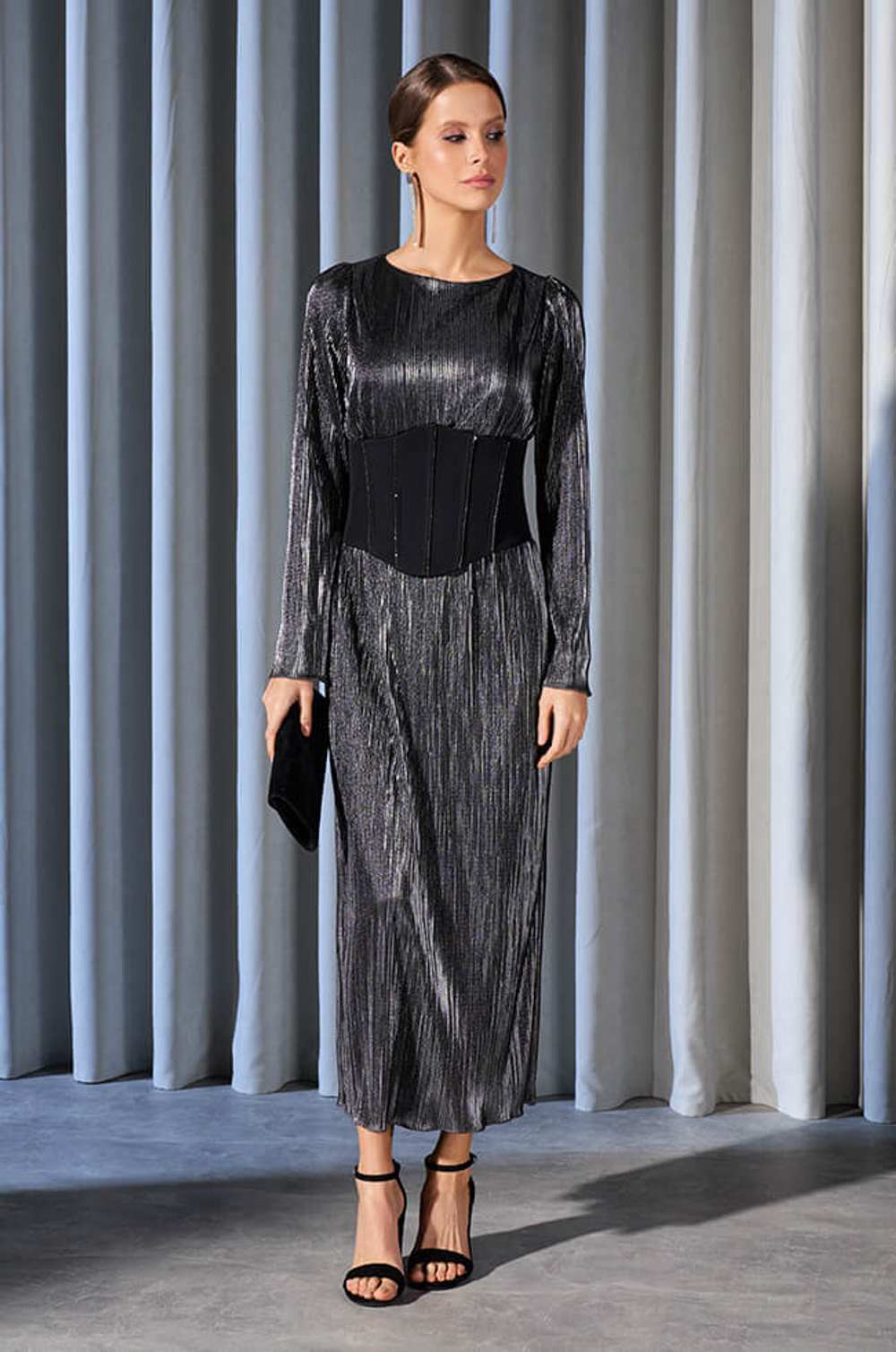 51510 Платье женское (серебристо-черный)