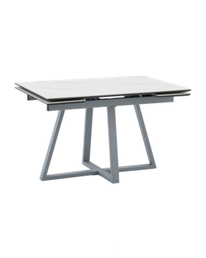 Стол Керас 120-180/80/75 столешница МДФ16/керамика Snow white подстолье металл серый