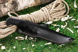 Нож Kizlyar Supreme CASPIAN D2 SW HBH LS (StoneWash, HornBeam Handle, Leather Sheath)