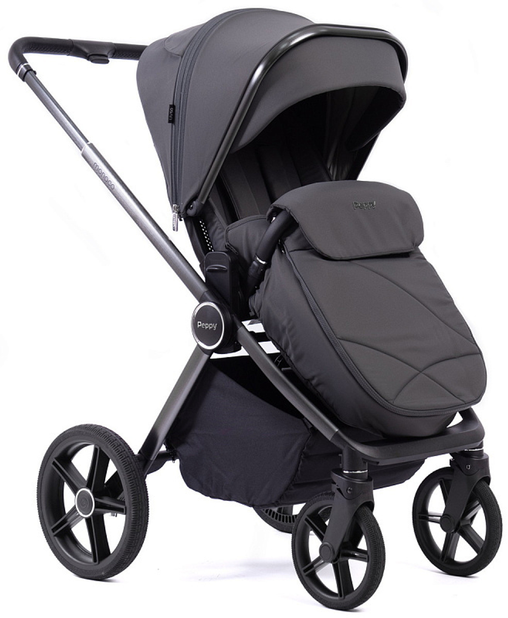 Детская коляска Peppy Monaco 3 в 1 с автокреслом Verona Black Antrazit (графитовый), рама серая