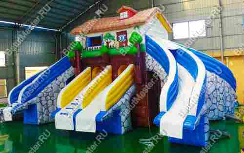 Надувной наземный аквапарк для двух бассейнов «Пляжный домик» 12*10*5 м