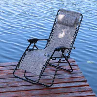 Шезлонг пляжный складной, металл, 165х65х110 см, 100 кг, 2 положения спинки, коричнево-серый, Green Days