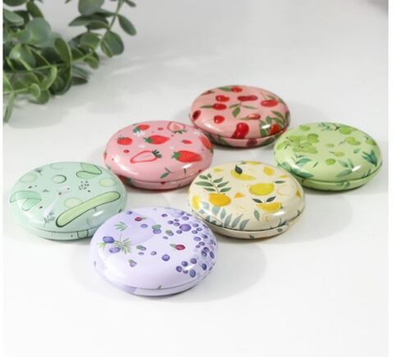 Шкатулка металл круглая "Фрукты и овощи" фасовка 12 шт 1,8х7х7 см 7664353