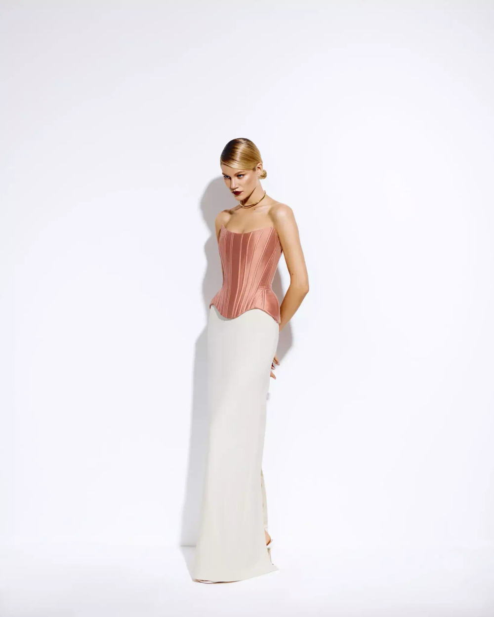 Юбка белая макси на низкой посадке