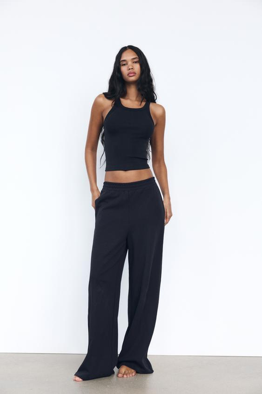 ZARA БРЮКИ-ДЖОГГЕРЫ INTERLOCK, МОРСКОЙ СИНИЙ