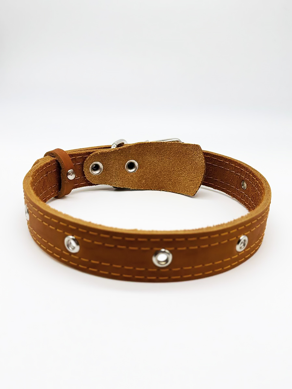 Ошейник для собак средних и крупных пород, кожаный оранжевый