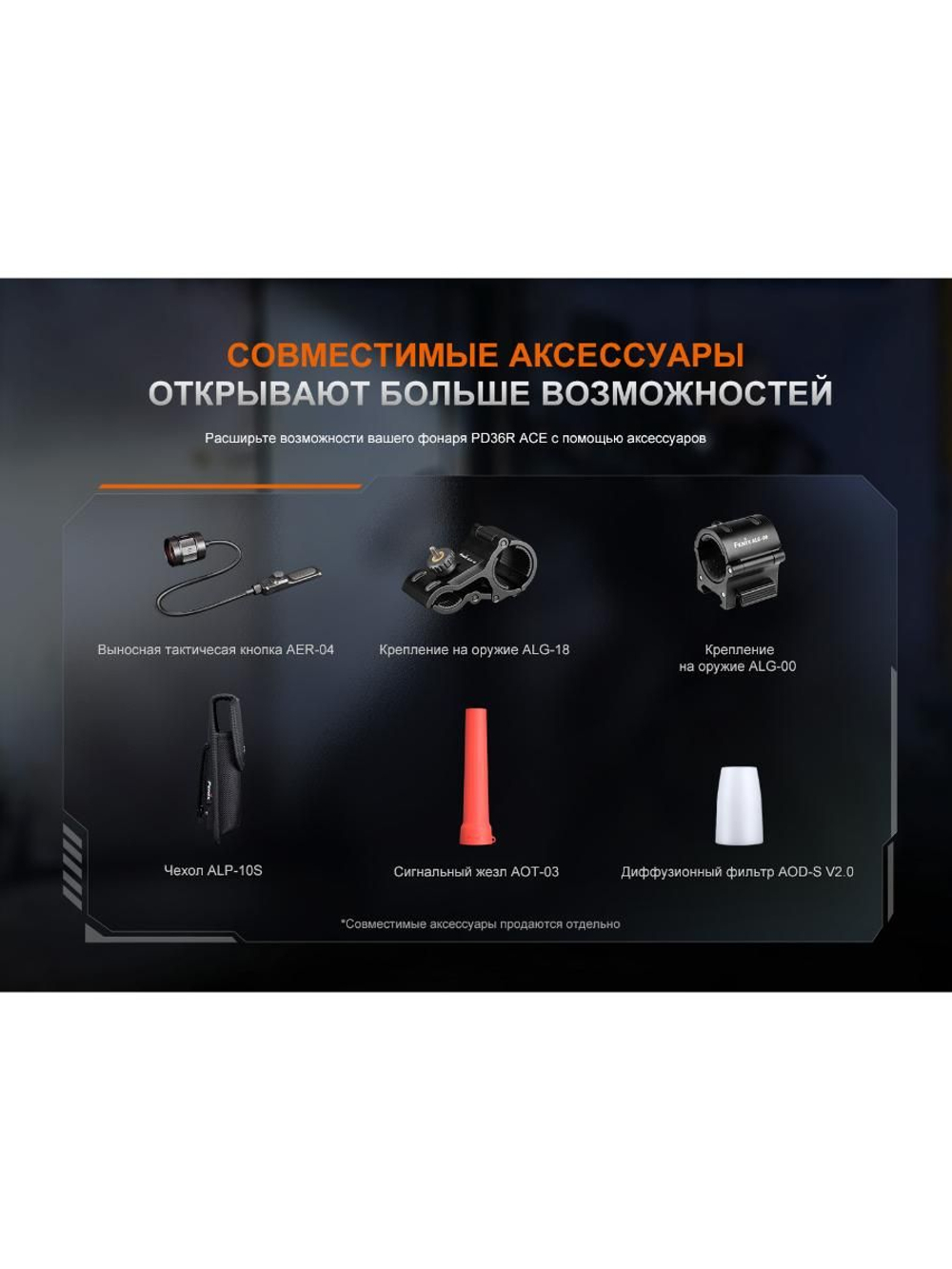 Фонарь Fenix тактический PD36R ACE 3000 люмен