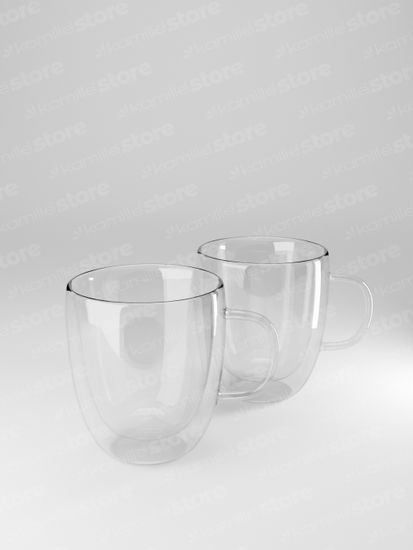Набор стеклянных чашек 2 шт. 250 мл. Kamille KM 9000 с двойными стенками