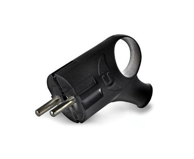 Угловая вилка с ушком, с/з, черная 16А 250В UNIVersal