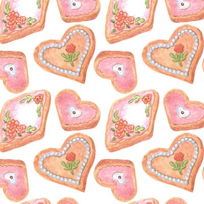 печеньки сердечки на белом фоне