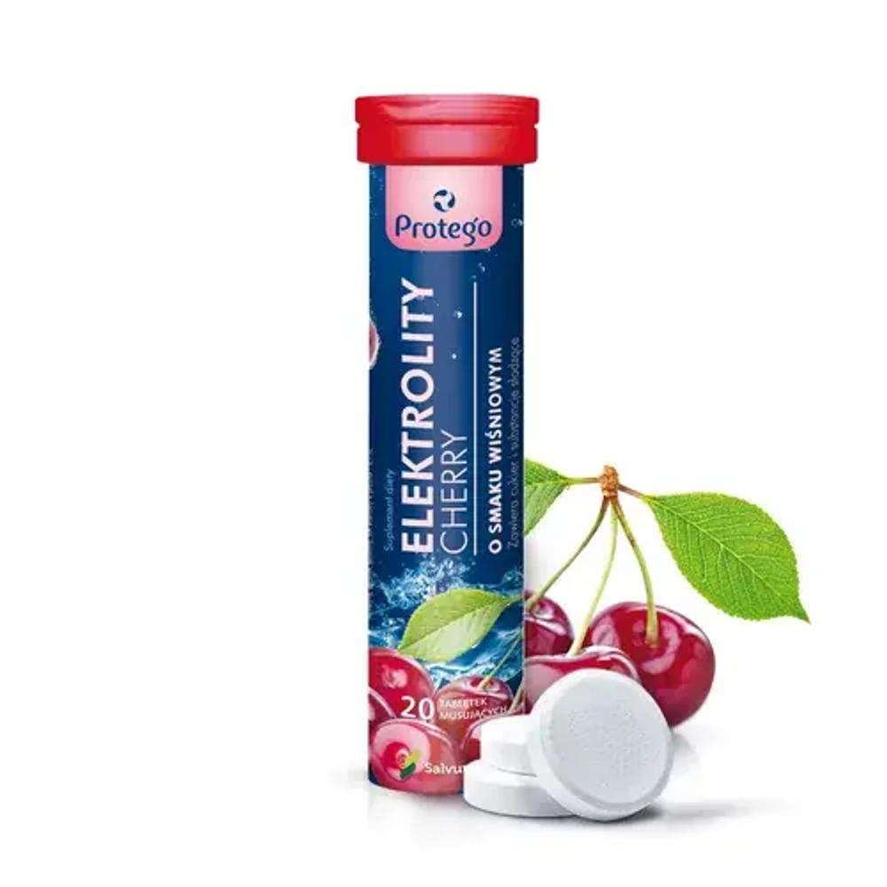 Protego Elektrolity Cherry - туба с 20 шипучими таблетками со вкусом вишни