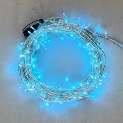 Светодиодная гирлянда с возможностью динамики 20 м., 200 небесно-голубых LED ламп, 24V., прозрачный силиконовый провод, IP65, Beauty Led (EST200-3W10-1SB)